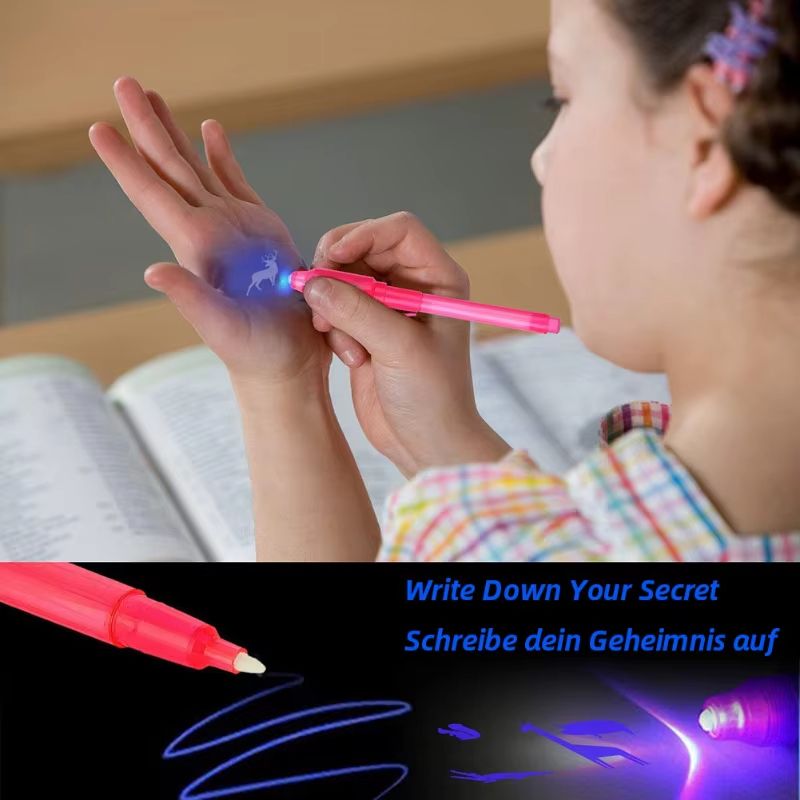 4pcs Luminous Magic UV Light Pens  Invisible Ink Drawing  Learning Set For Kids 2