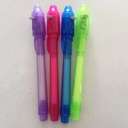 4pcs Luminous Magic UV Light Pens  Invisible Ink Drawing  Learning Set For Kids 7