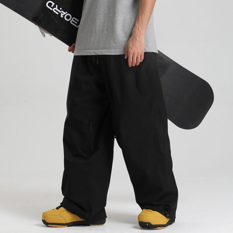New Windproof, Waterproof Ski Pants, Baggy Loose Fit for Men and Women, Breathable Adult Skiing Trousers with Hood