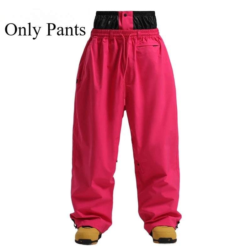 New Windproof, Waterproof Ski Pants, Baggy Loose Fit for Men and Women, Breathable Adult Skiing Trousers with Hood