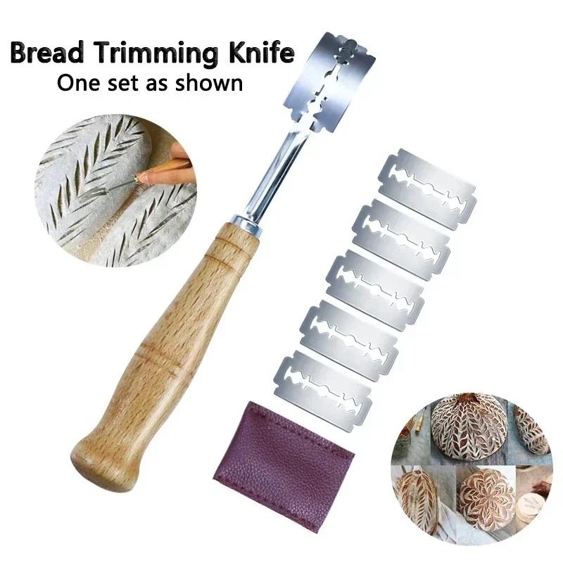 Bread Lame Slashing Tool With 5 Razor Blades And Leather Cover For Homemade Bread And Pizza 3