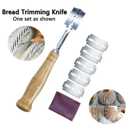 Bread Lame Slashing Tool With 5 Razor Blades And Leather Cover For Homemade Bread And Pizza 3
