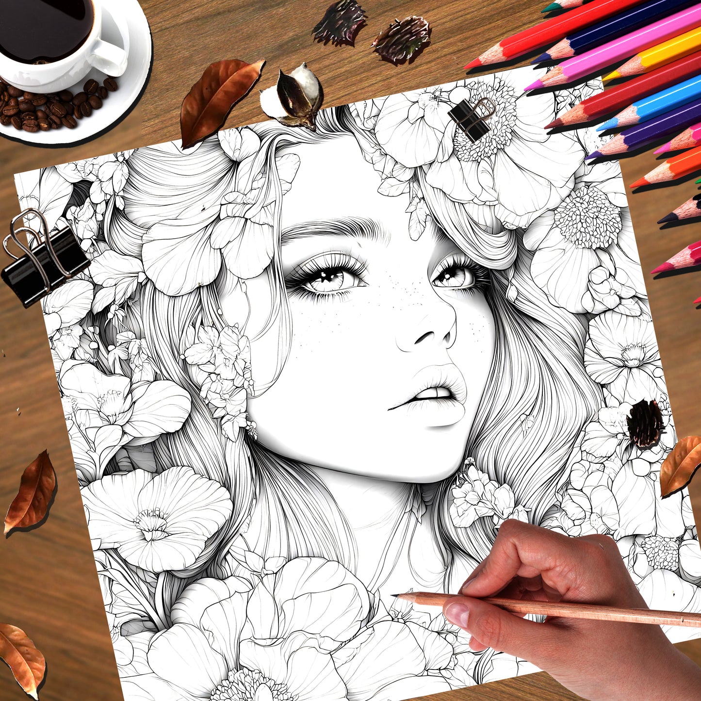 Art Therapy Coloring Book For Adults And Kids Stress Relief With Flowers And Beautiful Women Themes 2