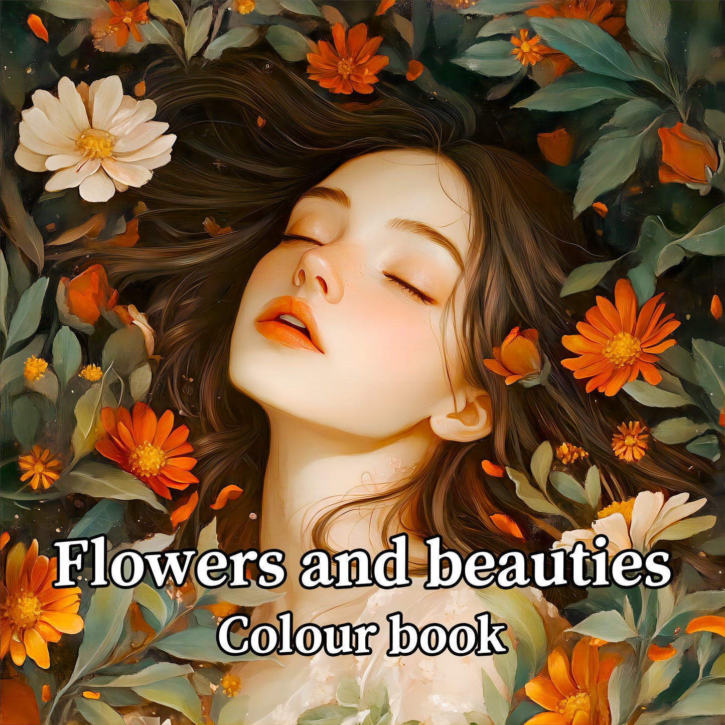 Art Therapy Coloring Book For Adults And Kids Stress Relief With Flowers And Beautiful Women Themes 6