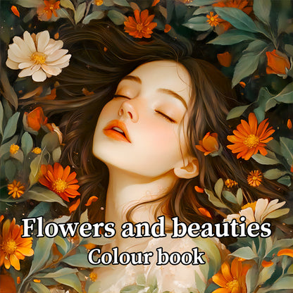Art Therapy Coloring Book For Adults And Kids Stress Relief With Flowers And Beautiful Women Themes 6
