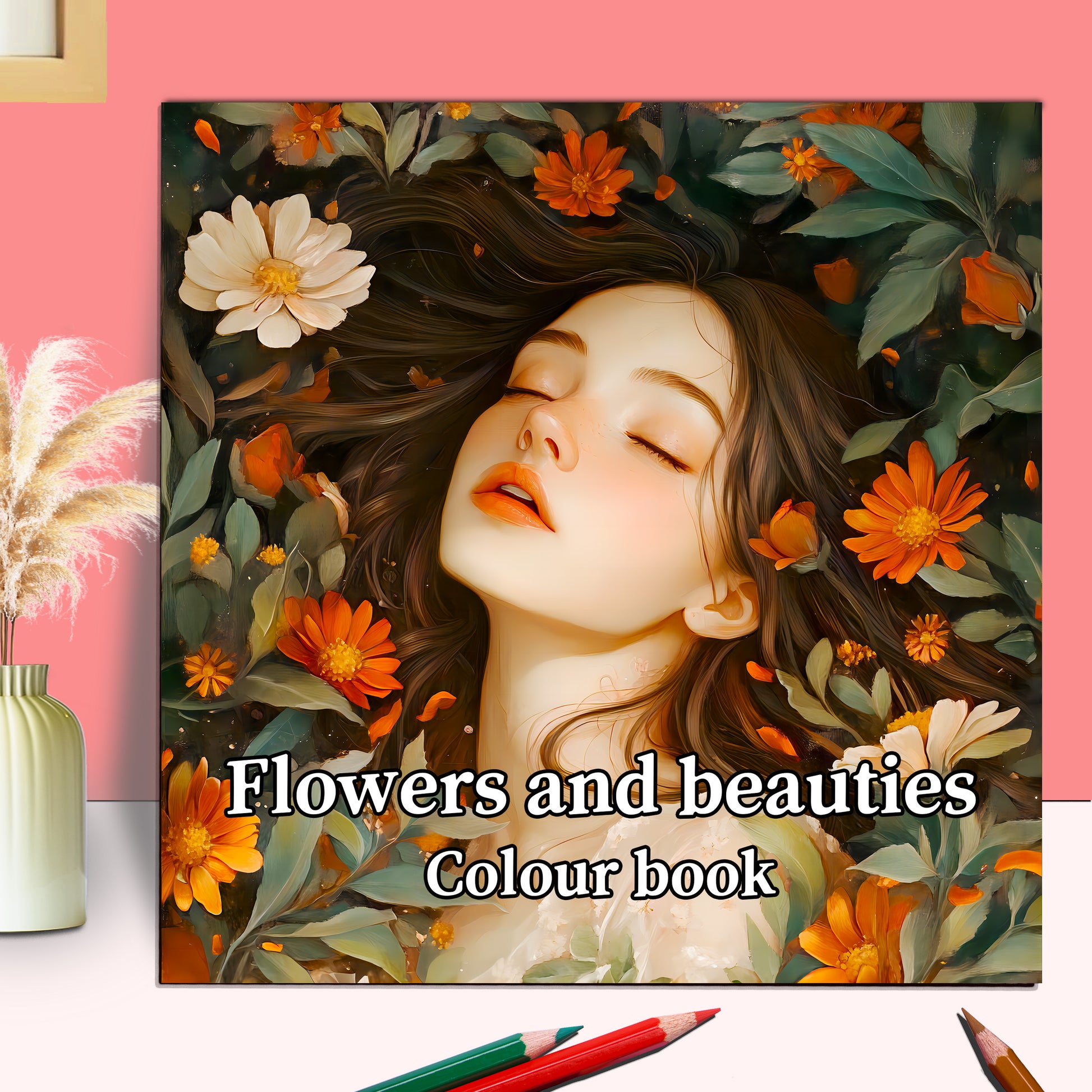 Art Therapy Coloring Book For Adults And Kids Stress Relief With Flowers And Beautiful Women Themes 3