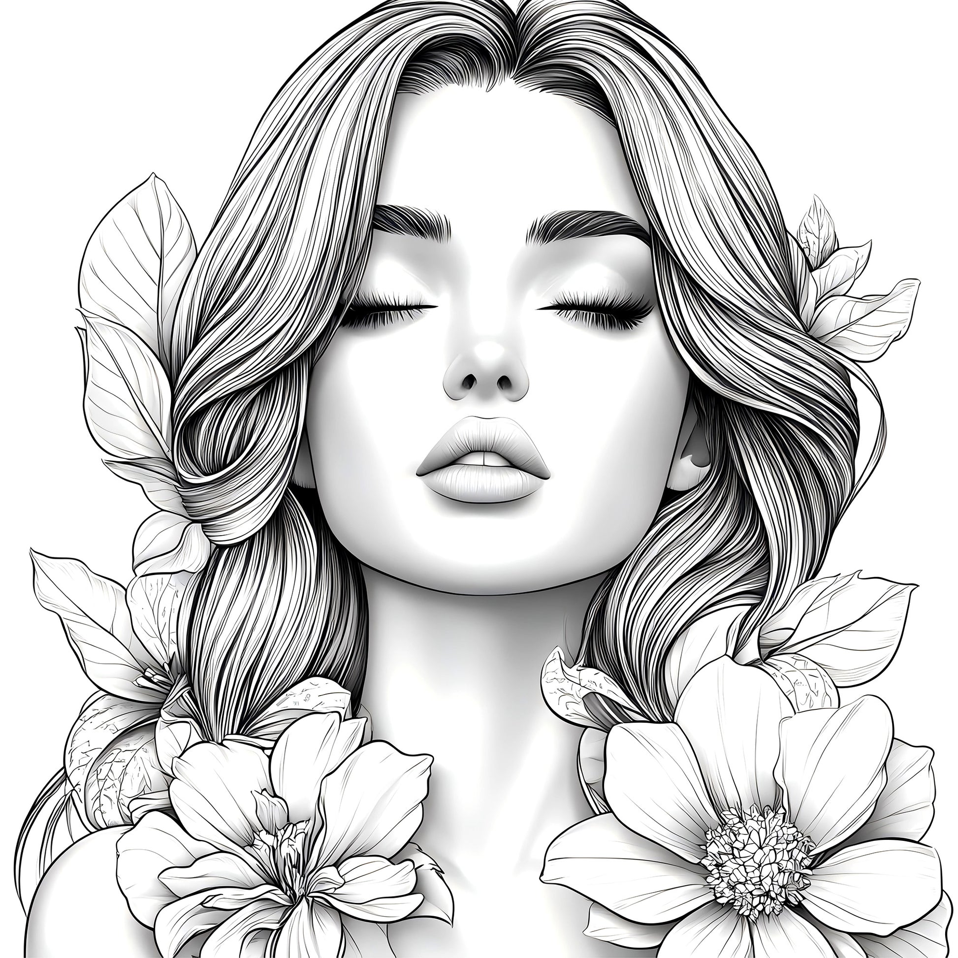 Art Therapy Coloring Book For Adults And Kids Stress Relief With Flowers And Beautiful Women Themes 5