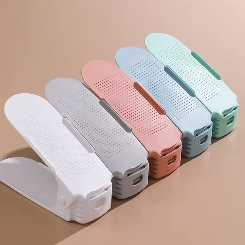 10PCS Adjustable Shoe Stacker Slots – Double Deck Space Saver Rack for Closet Organization