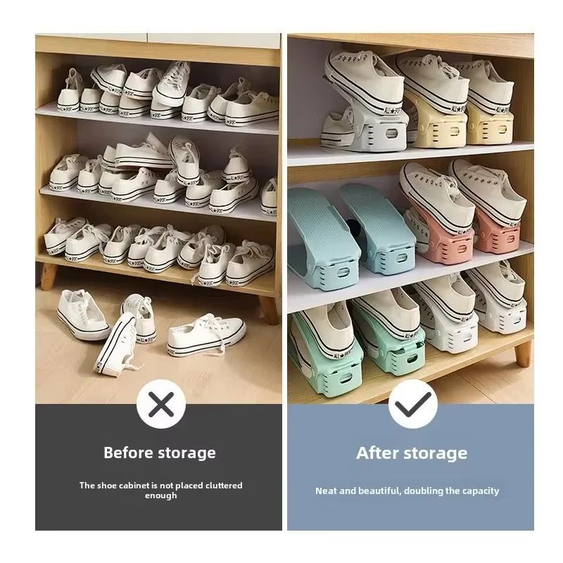 10PCS Adjustable Shoe Stacker Slots  Double Deck Space Saver Rack For Closet Organization 1