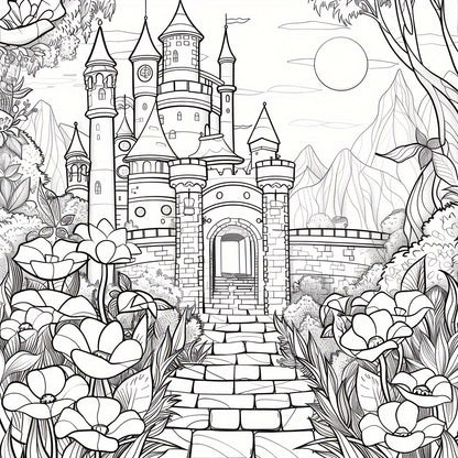 Artistry Floral Castle Coloring Book, for Stress Reduction and Soothing Stress Relief, A Creative Colouring Gift