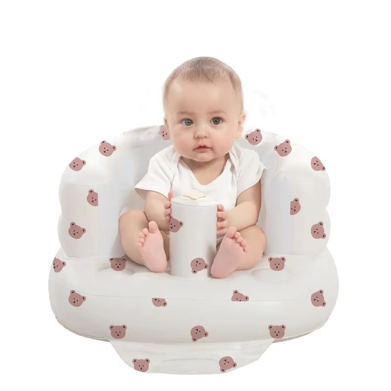 Inflatable Baby Seat with Built-in Air Pump – Comfortable Bumbo Seat for Learning to Sit & Feeding, Ages 3-36 Months