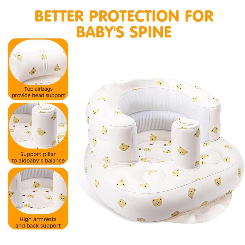Inflatable Baby Seat With Builtin Air Pump  Comfortable Bumbo Seat For Learning To Sit  Feeding Age 2