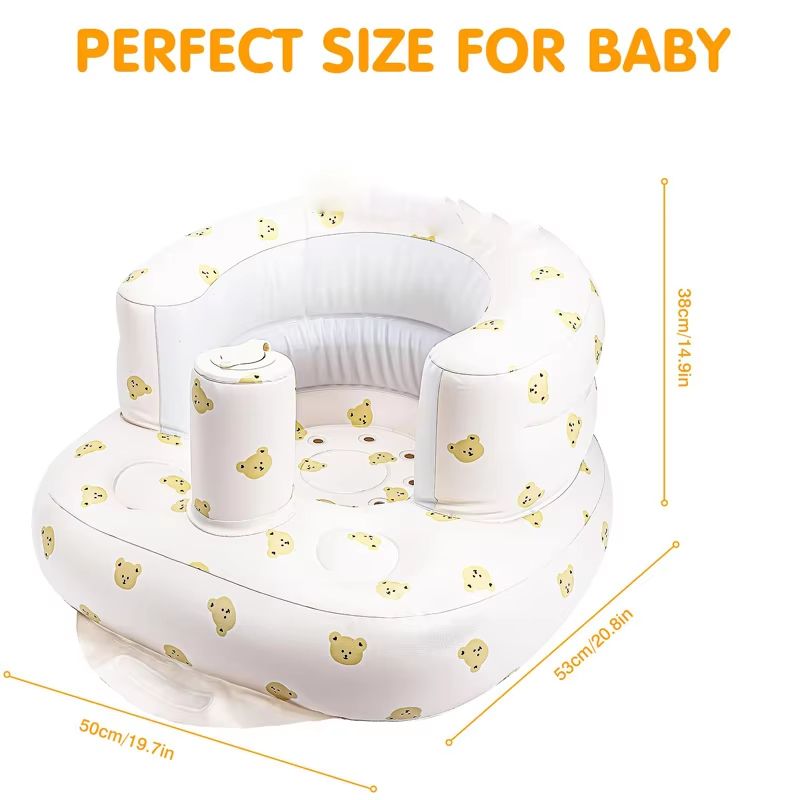 Inflatable Baby Seat With Builtin Air Pump  Comfortable Bumbo Seat For Learning To Sit  Feeding Age 3
