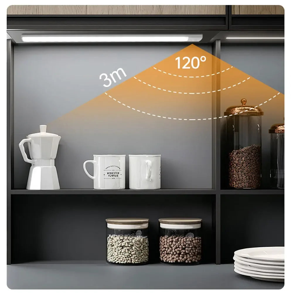 USB Rechargeable LED Bar Light, with Motion Sensor, for Kitchen Cabinet, Wardrobe, and Closet Lighting