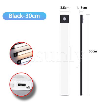 USB Rechargeable LED Bar Light, with Motion Sensor, for Kitchen Cabinet, Wardrobe, and Closet Lighting