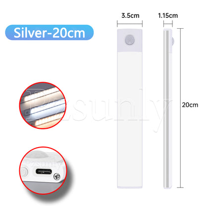 USB Rechargeable LED Bar Light, with Motion Sensor, for Kitchen Cabinet, Wardrobe, and Closet Lighting