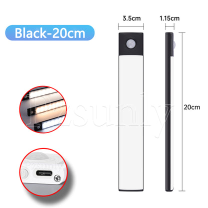 USB Rechargeable LED Bar Light, with Motion Sensor, for Kitchen Cabinet, Wardrobe, and Closet Lighting
