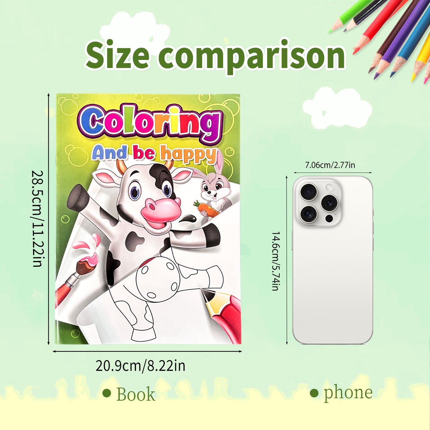 Childrens Coloring Book Set, Colorful Animal Patterns, Learn While Painting for a Happy Growth