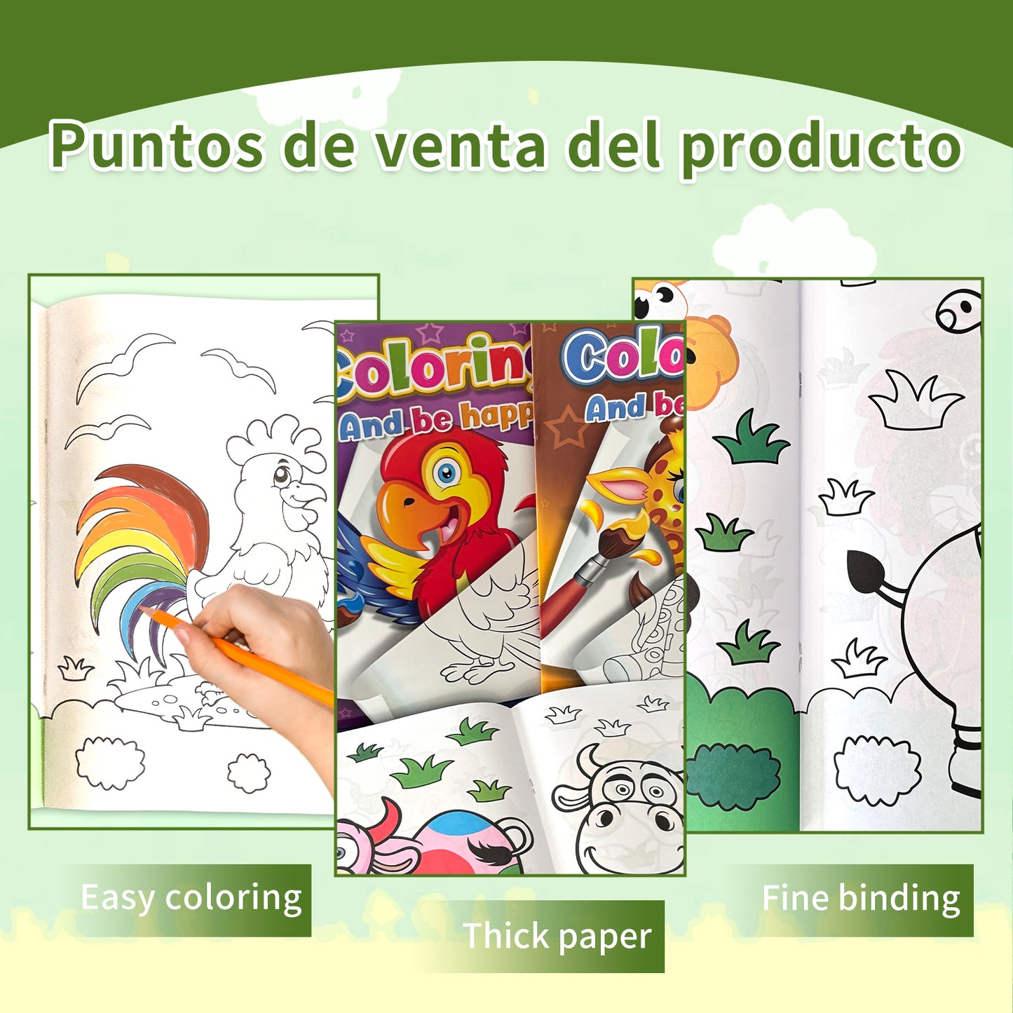 Childrens Coloring Book Set, Colorful Animal Patterns, Learn While Painting for a Happy Growth