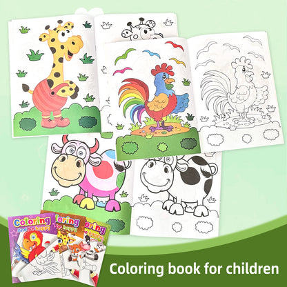 Childrens Coloring Book Set, Colorful Animal Patterns, Learn While Painting for a Happy Growth