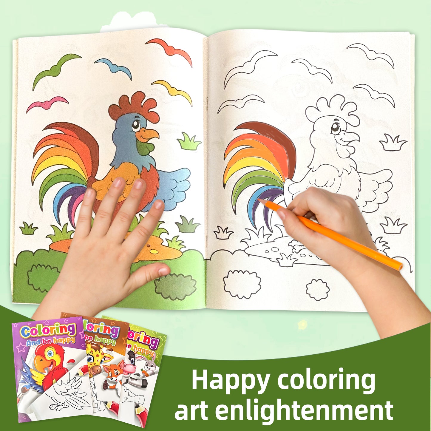 Childrens Coloring Book Set, Colorful Animal Patterns, Learn While Painting for a Happy Growth