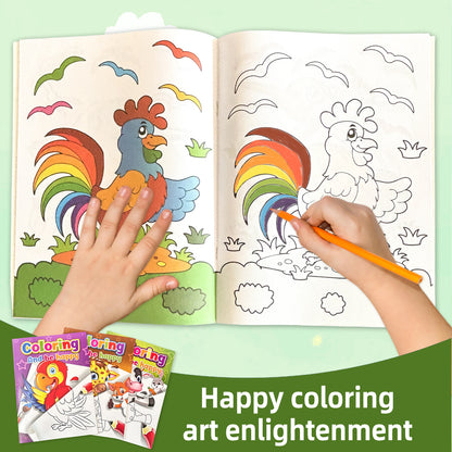 Childrens Coloring Book Set, Colorful Animal Patterns, Learn While Painting for a Happy Growth