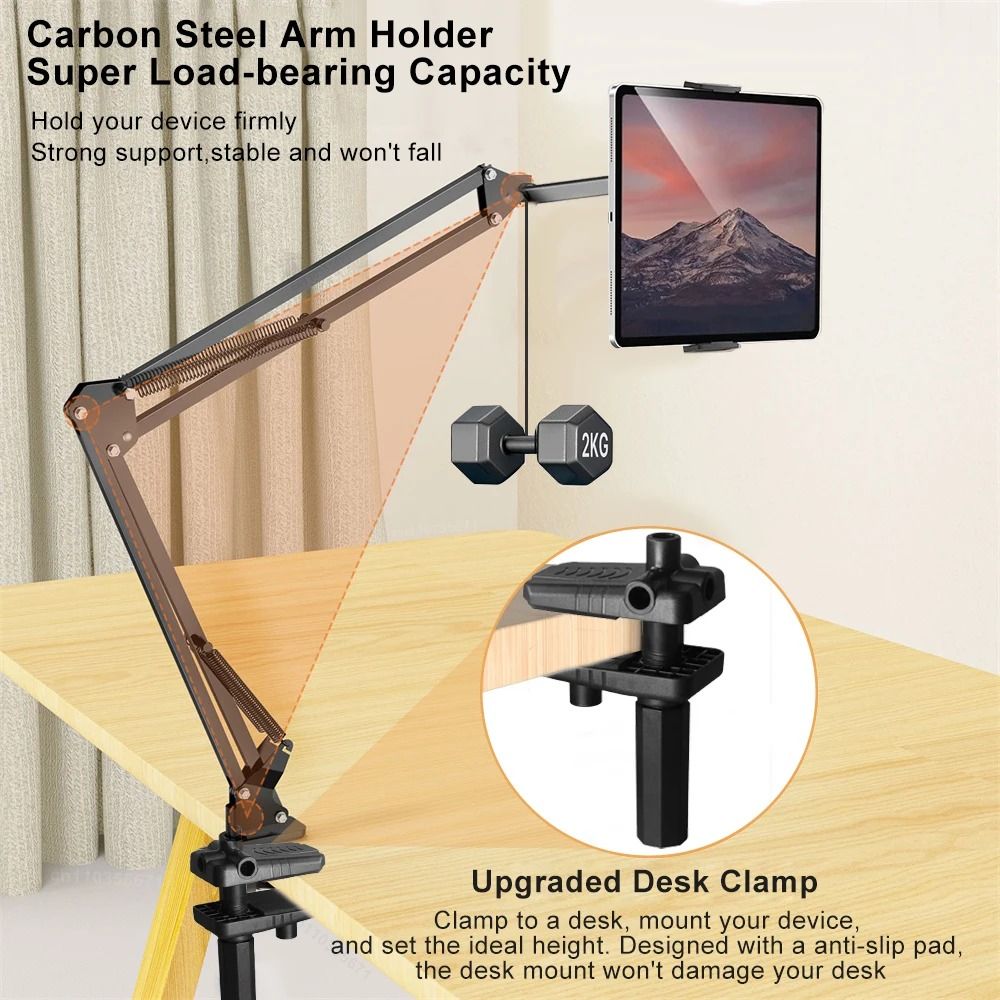 Adjustable Tablet Holder With 360 Degree Rotating Arm For Bed And Desk 3