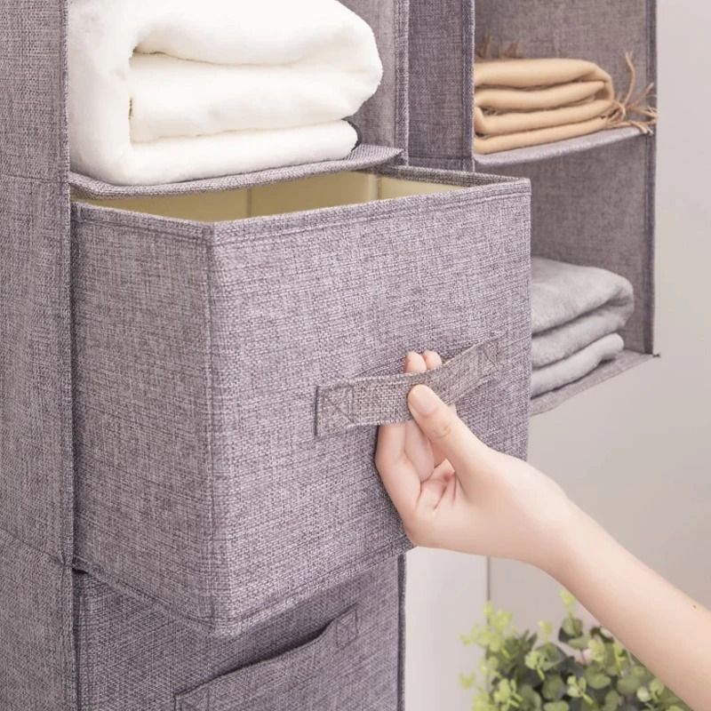 Collapsible Hanging Wardrobe Organizer With Drawer Compartments 4