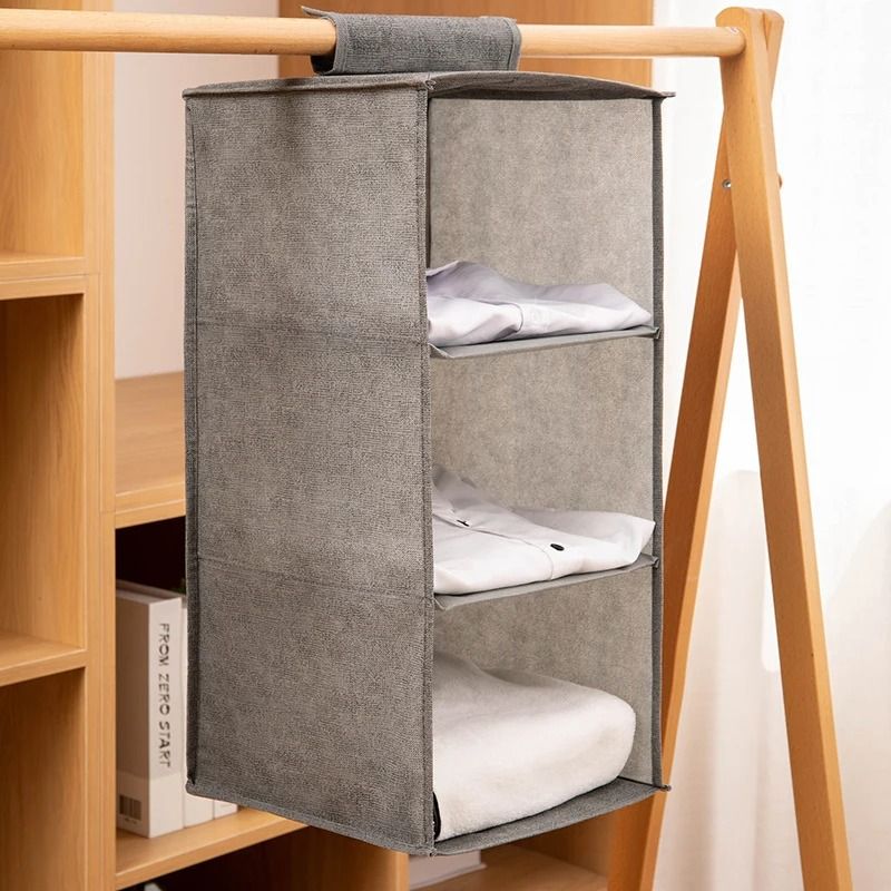 Collapsible Hanging Wardrobe Organizer With Drawer Compartments 5