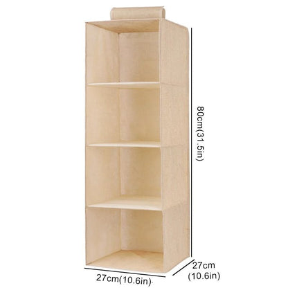 Collapsible Hanging Wardrobe Organizer With Drawer Compartments 11