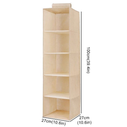Collapsible Hanging Wardrobe Organizer With Drawer Compartments 13