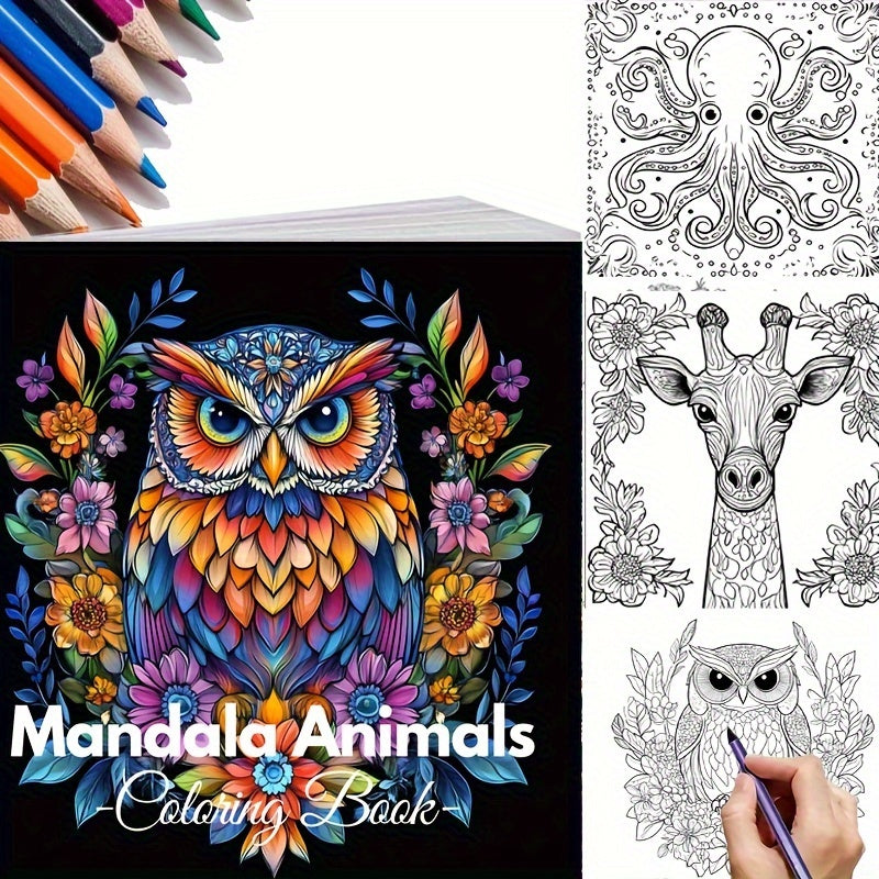 Animals Coloring Book for Adults, Stress Relief and Mood Reduction, Valentines Gift Idea