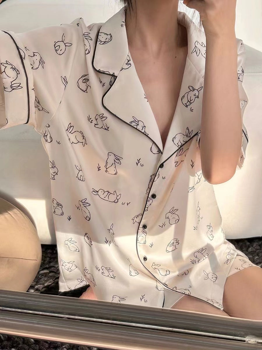 Ladies Summer Pajama Set, Cute Cherries Print Two Piece, Casual Shorts and Top, Home Clothes