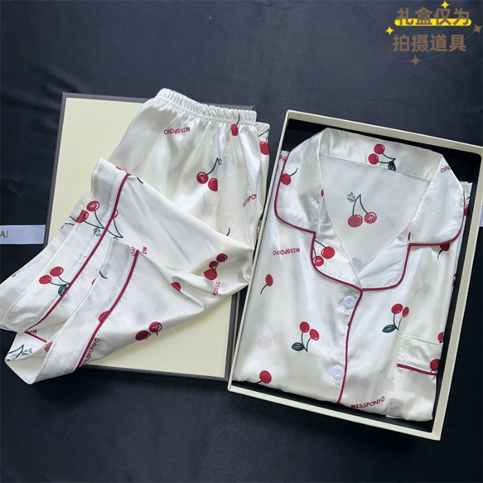 Ladies Summer Pajama Set, Cute Cherries Print Two Piece, Casual Shorts and Top, Home Clothes