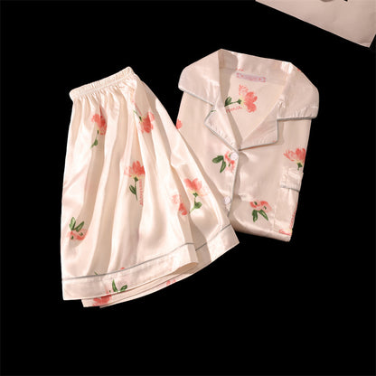 Ladies Summer Pajama Set, Cute Cherries Print Two Piece, Casual Shorts and Top, Home Clothes