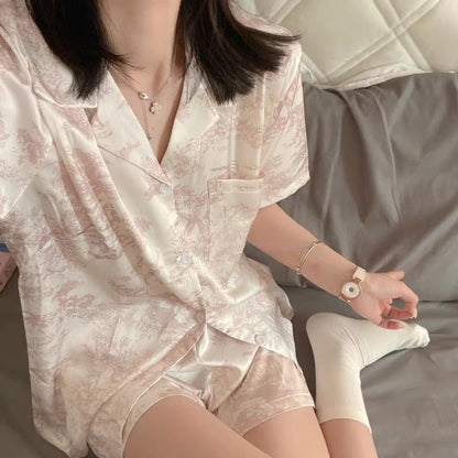 Ladies Summer Pajama Set, Cute Cherries Print Two Piece, Casual Shorts and Top, Home Clothes