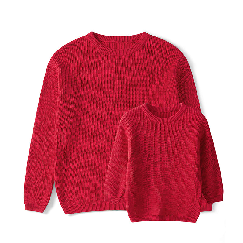 Sweaters, Chunky Knit Ribbed Tops, Solid Color Long Sleeve Round Neck, Autumn Winter Fashion