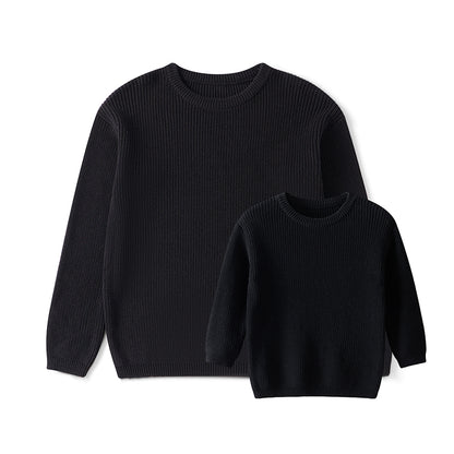 Sweaters, Chunky Knit Ribbed Tops, Solid Color Long Sleeve Round Neck, Autumn Winter Fashion