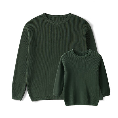 Sweaters, Chunky Knit Ribbed Tops, Solid Color Long Sleeve Round Neck, Autumn Winter Fashion