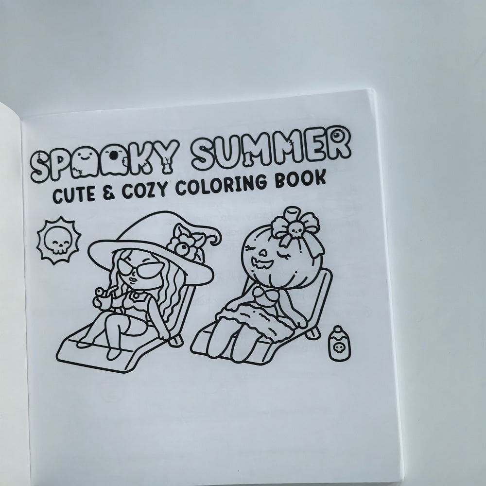 Cute Halloween Coloring Book for Adults, Spooky and Easy Drawing Pages, Perfect Gift for Party, Birthday, and Summer Fun