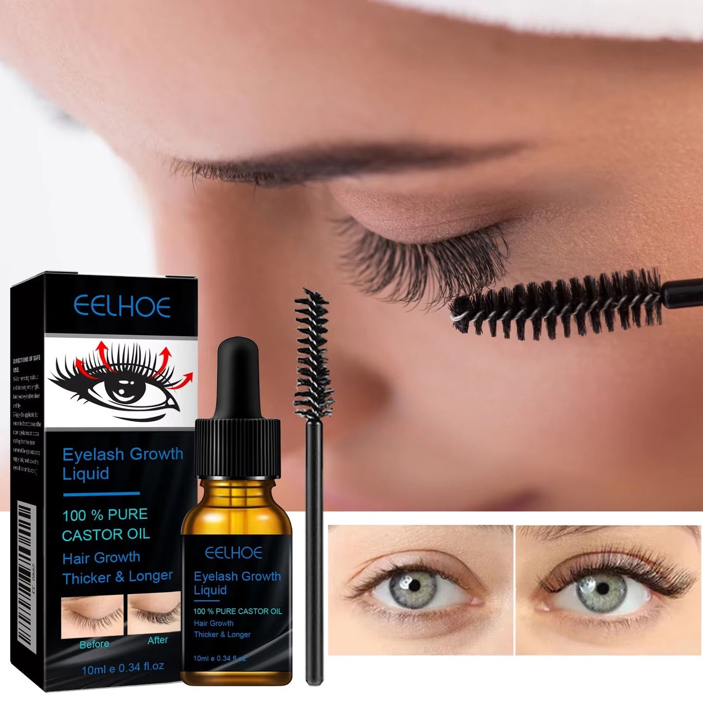 Natural Eyebrow  Eyelash Growth Serum  Thickening Curling And Moisturizing Castor Oil Liquid For Fe 1