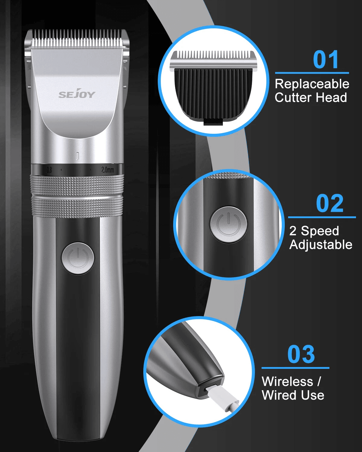 Professional Hair Clippers Cordless Trimmer Beard Cutting Barber Machine Kit Precision Adjustable G 3