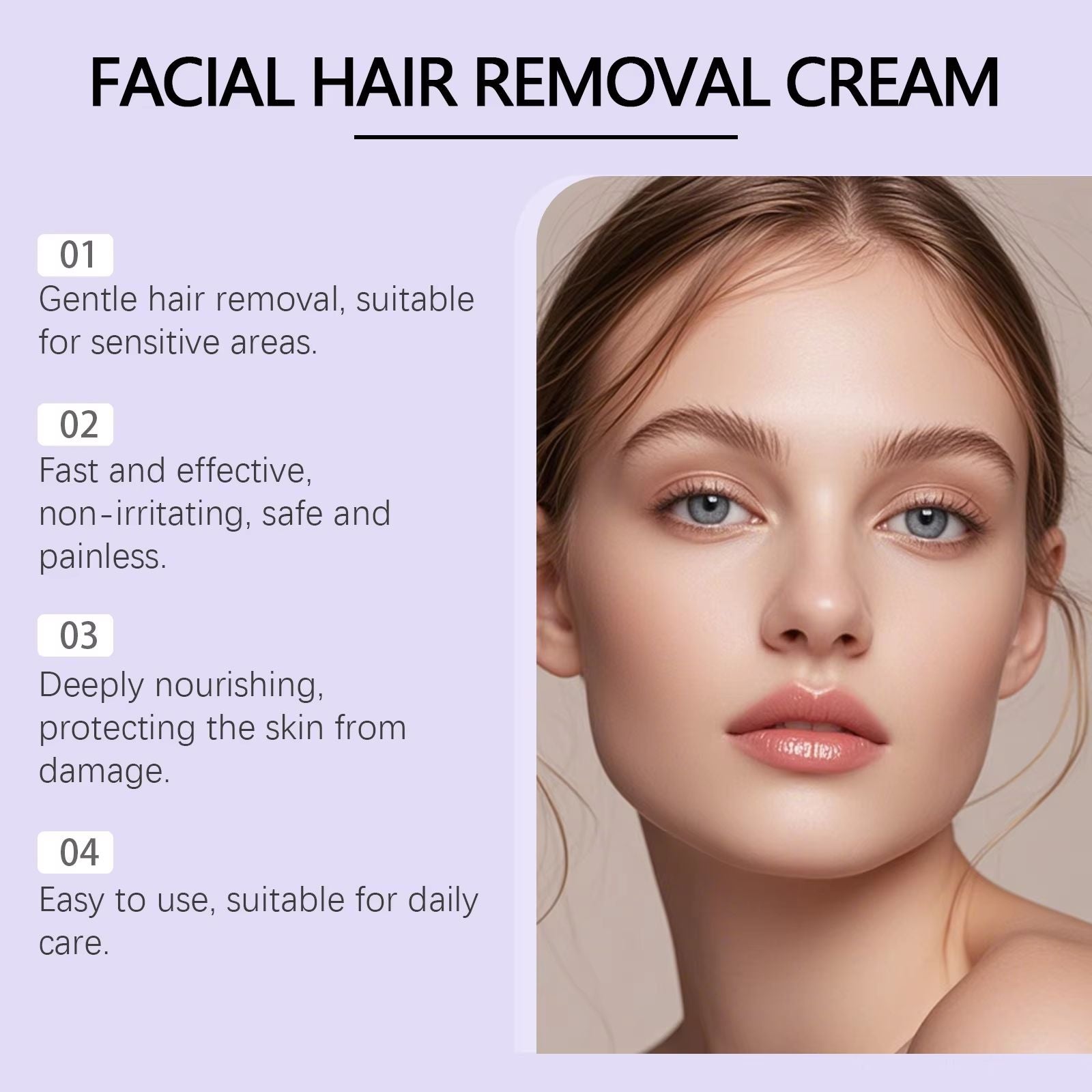 Gentle Facial Hair Removal Cream  Painless Nourishing And NonIrritating Skin Care Solution 4