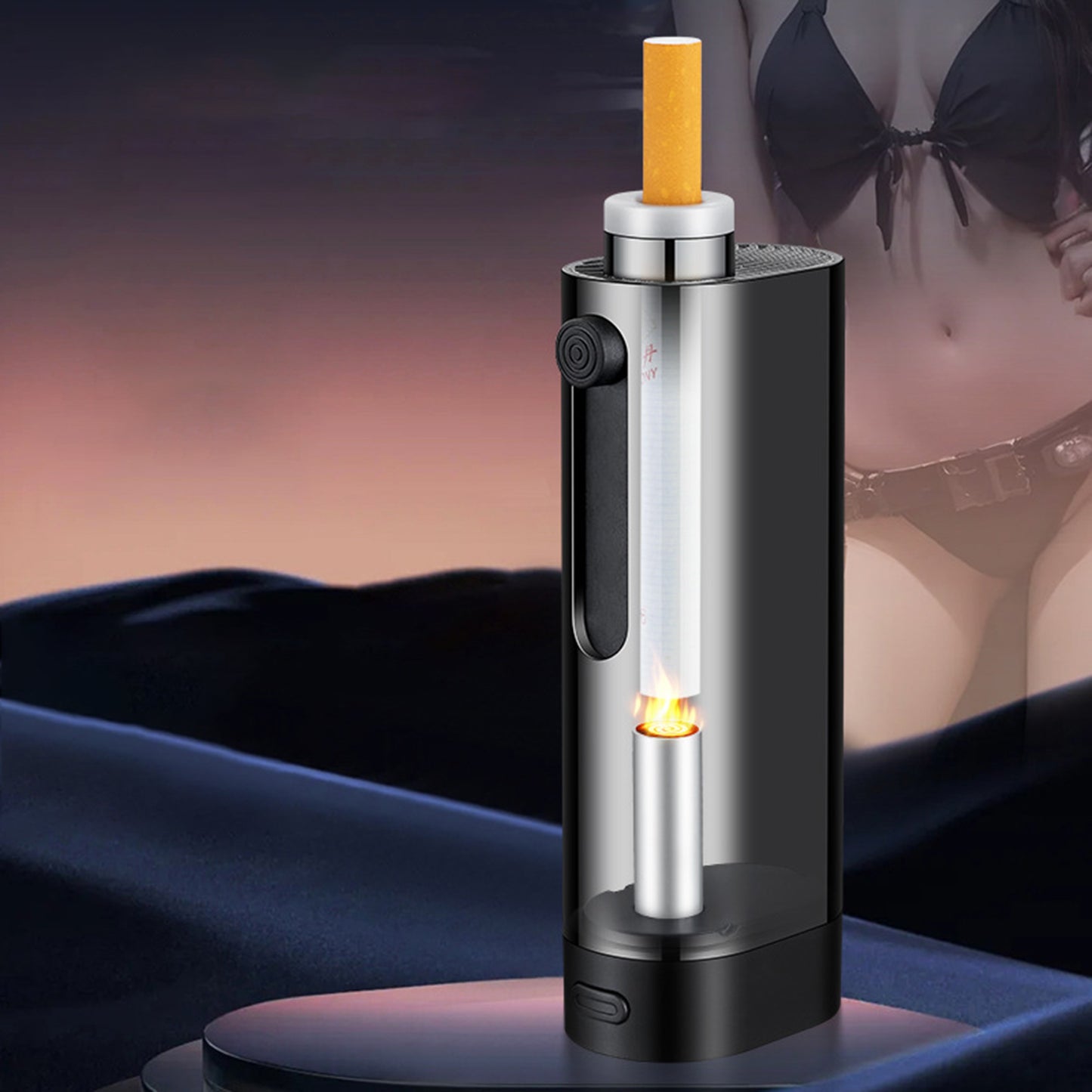 Portable Car Ashtray, with Cigarette Lighter, Anti Dust, Ash Container, Handy Gadget for Car, Office, Hotel