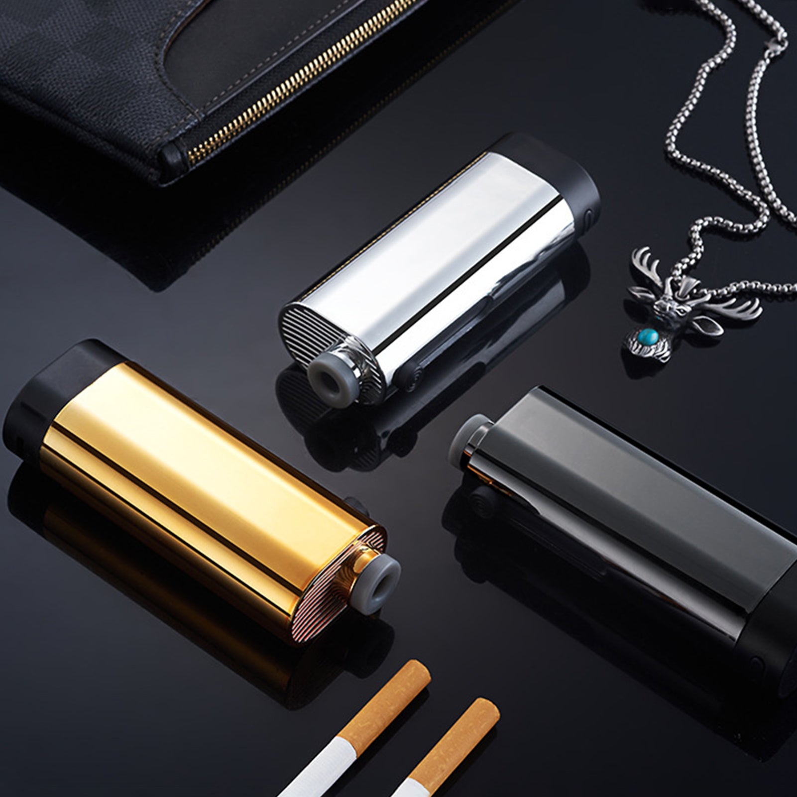 Portable Car Ashtray, with Cigarette Lighter, Anti Dust, Ash Container, Handy Gadget for Car, Office, Hotel