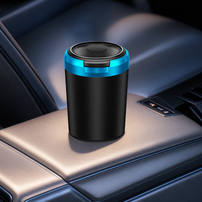 Portable Blue LED Car Ashtray Smell Proof With Lid Multi Function Mini Trash Can For Car Travel 4
