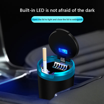 Portable Blue LED Car Ashtray Smell Proof With Lid Multi Function Mini Trash Can For Car Travel 5
