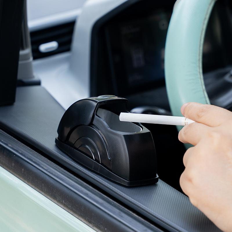Portable Car Ashtray, Smokeless Door Mounted Ash Tray with Lid, Auto Trash Bin and Cigarette Holder