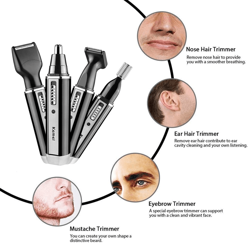 TrimPro 4 In 1 Rechargeable Nose And Beard Trimmer For Men 2