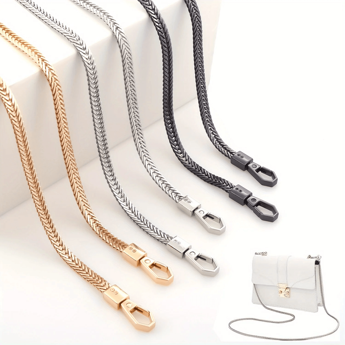LuxeLink 7mm Flat Metal Bag Chain Strap Replacement for Shoulder and Crossbody Bags